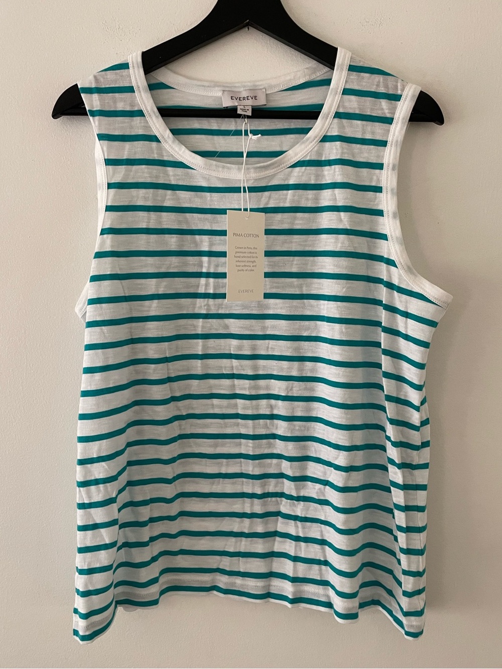 Evereve Striped 100% Pima Cotton Tank Top Size L